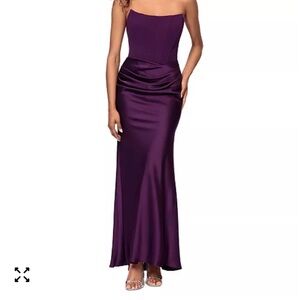 Betsy & Adams Women's Mixed-Media Strapless Corset Gown - purple
